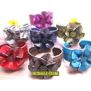 Genuine Leather Snake Bracelets Flower 